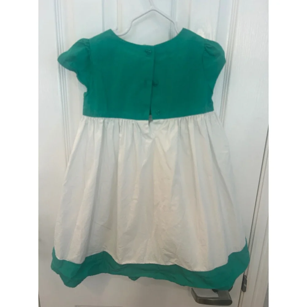 Gymboree‎ Dress Green White Embroidered Floral Cotton Cap Sleeve 4T Summer Bin B